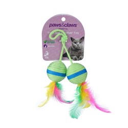 Twin Ball & Feather Cat Toy